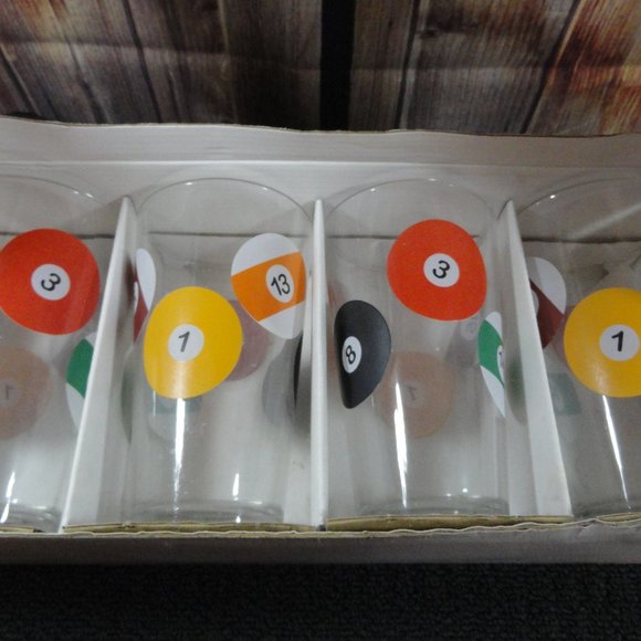 VTG Luminarc Billiard Ball Pool Parlor 16oz Pup Glasses~NOS~Man Cave~Pool bar - Picture 5 of 5